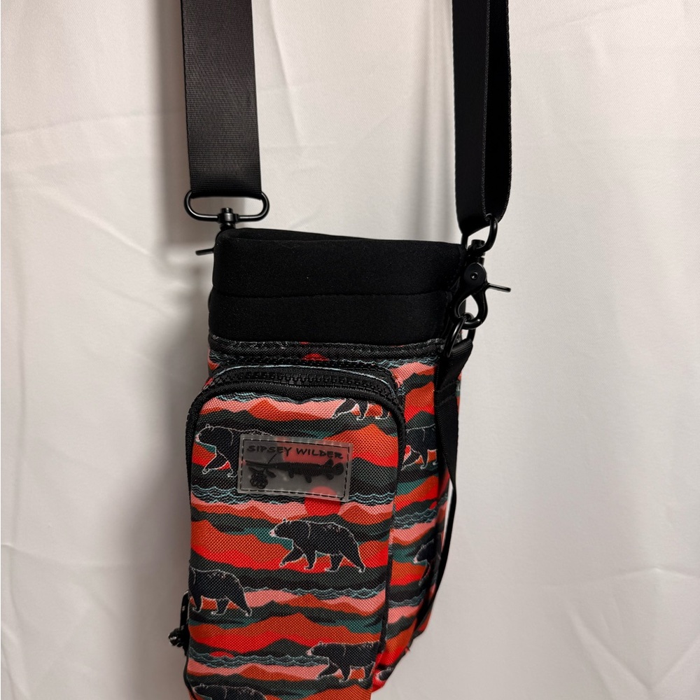 Sipsey Wilder Bear Print Water Bottle Carrier Crossbody Bag Hiking
